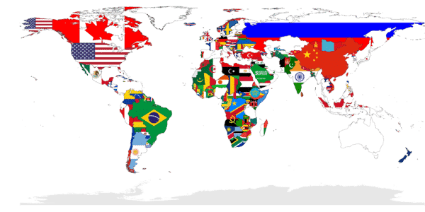 map with country flags