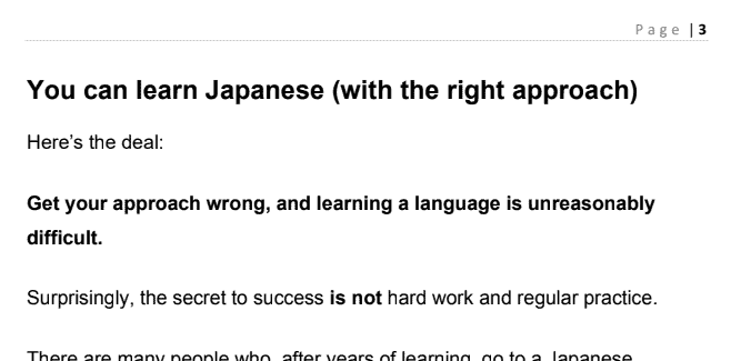 A snippet from the Language Learning Secrets eBook described in this LinguaLift review