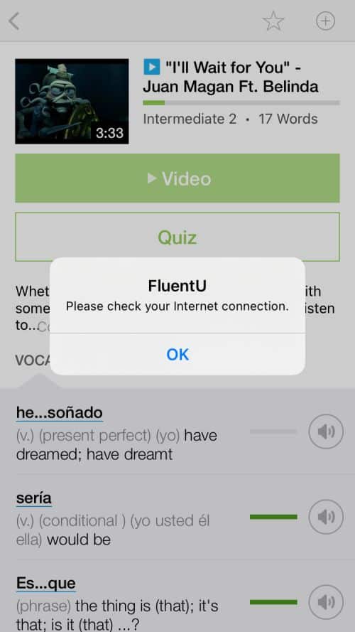 You can access quizzes offline with FluentU, but not videos