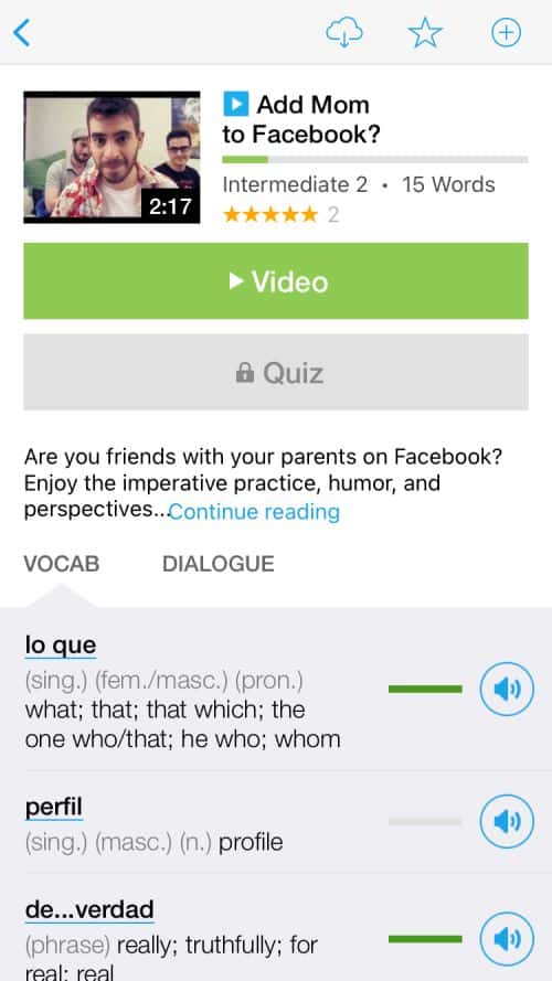 FluentU introduces the vocabulary of each video before you watch it