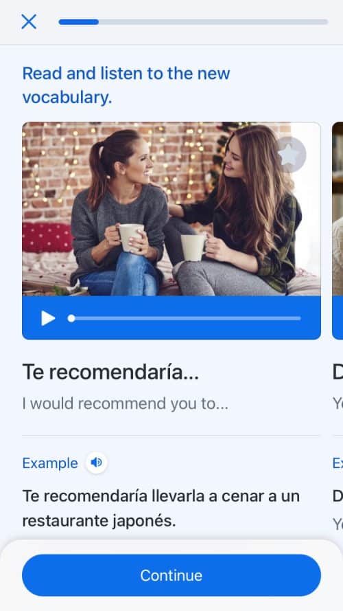Busuu lesson vocabulary screenshot