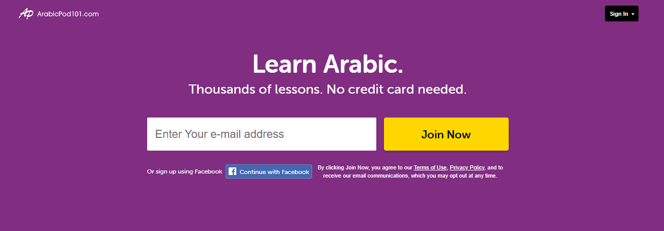 ArabicPod101 app homepage