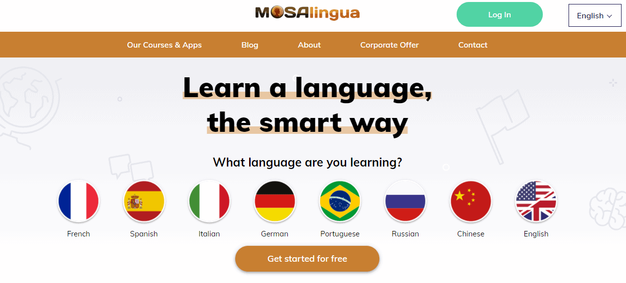 MosaLingua App Homepage