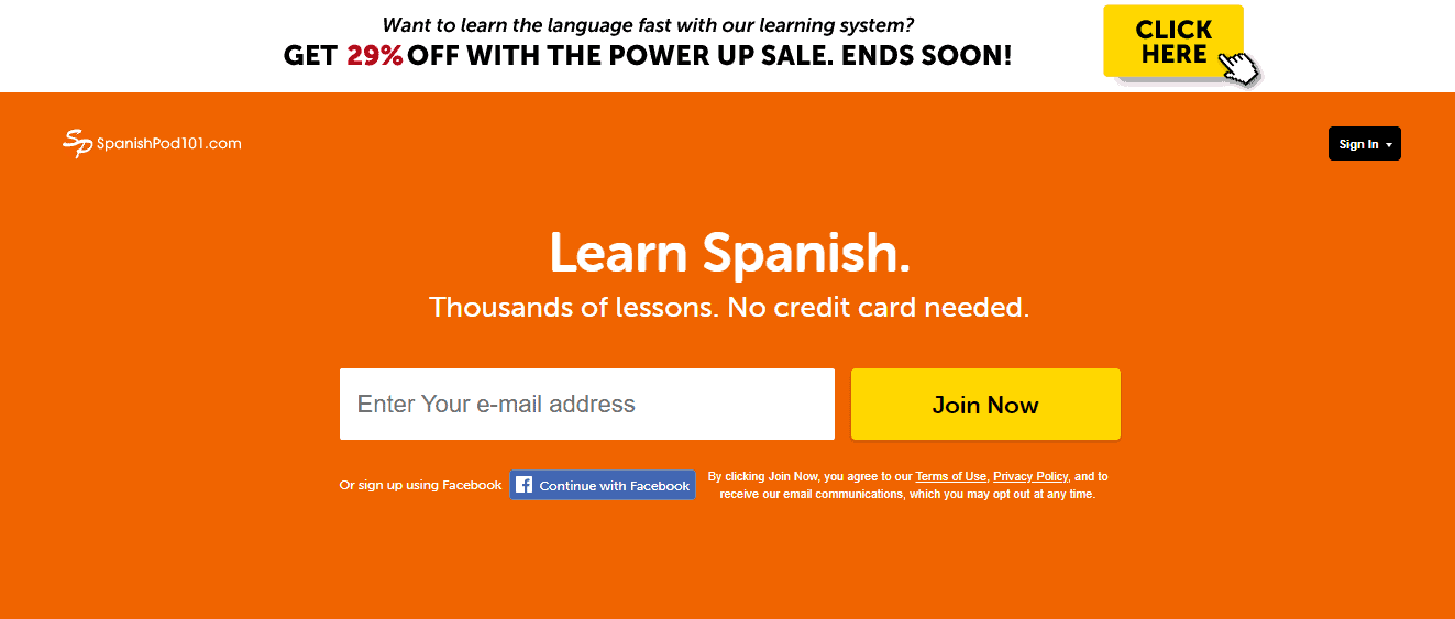 SpanishPod101 App Homepage