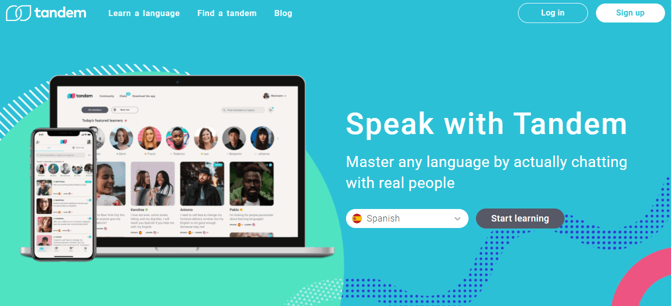 Tandem app homepage