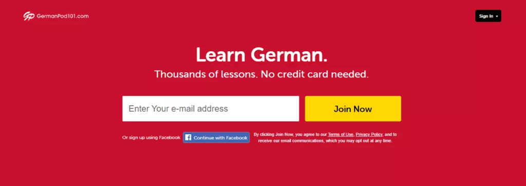 germanpod101 homepage