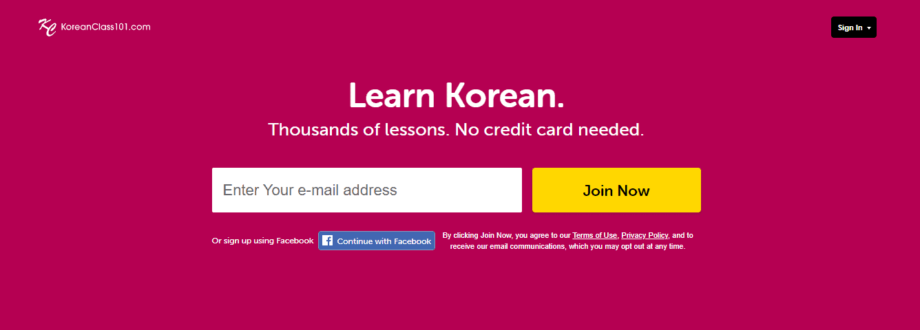 KoreanClass101 app homepage