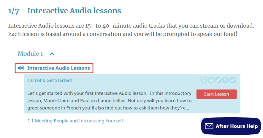 Rocket languages Review Audio Lessons Screenshot