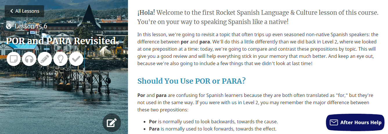 Rocket Language Culture Lesson Screenshot