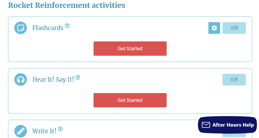 Rocket Languages Reinforcement Activities Screenshot