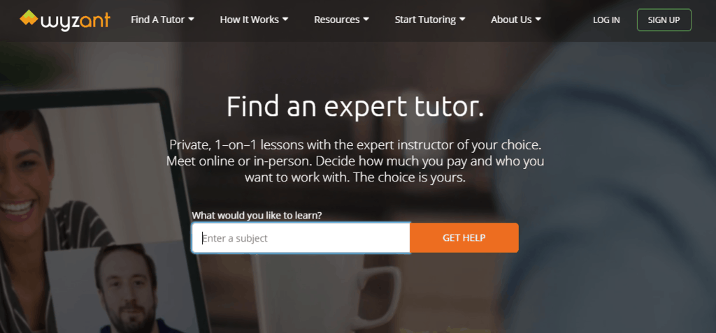 Wyzant Tutor Homepage
