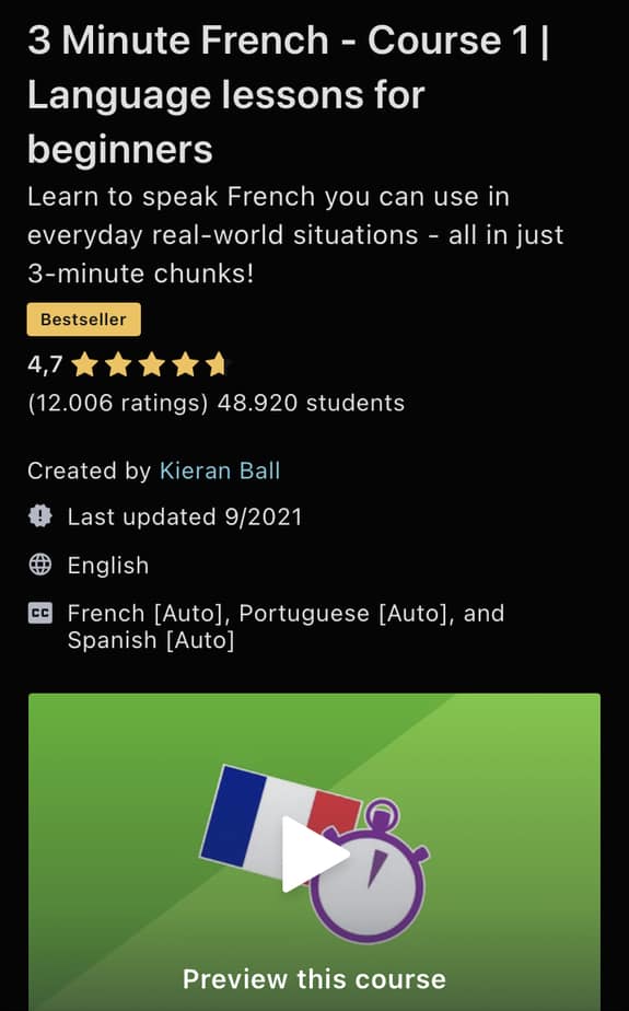 Udemy feedback in course description