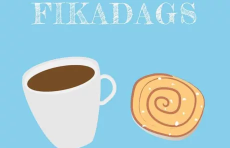 fikadags swedish word with coffee and pastry