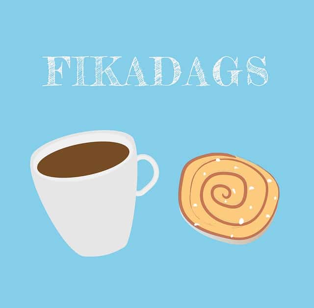 fikadags swedish word with coffee and pastry