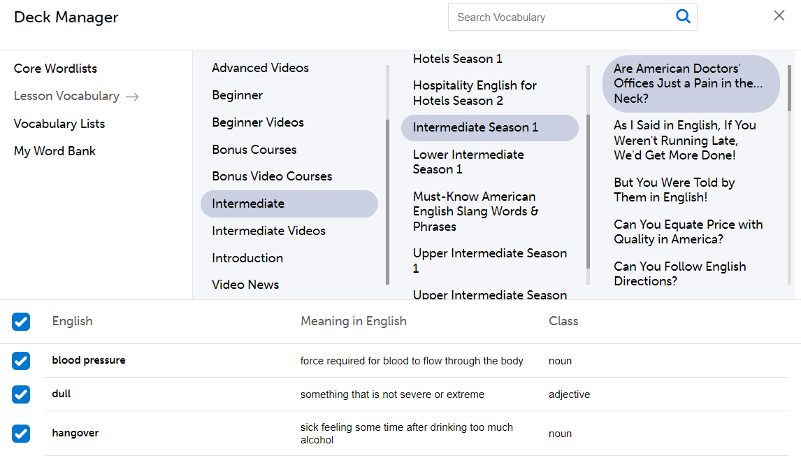 englishclass101 flashcard deck