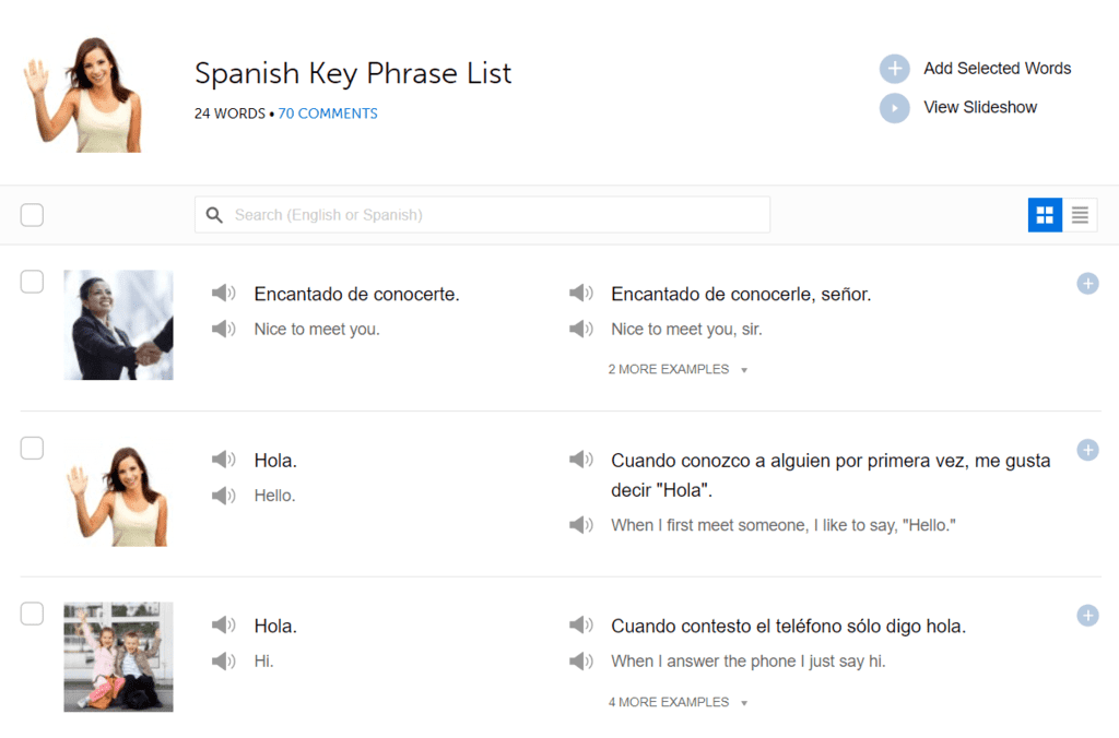 spanishpod101 vocabulary