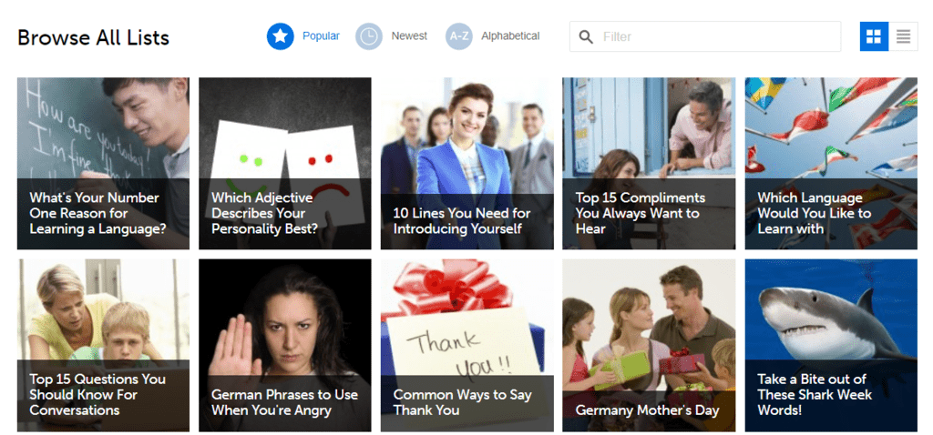 germanpod101 vocabulary topics
