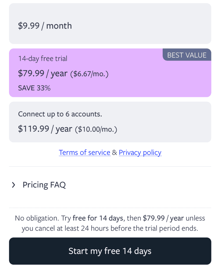 lingvist price table