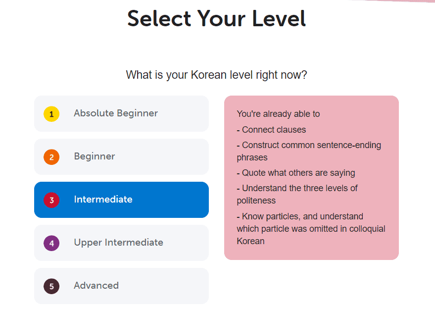 koreanclass101 levels