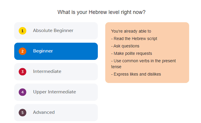 hebrewpod101 levels