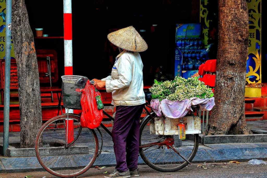vietnamese person riding a bike
