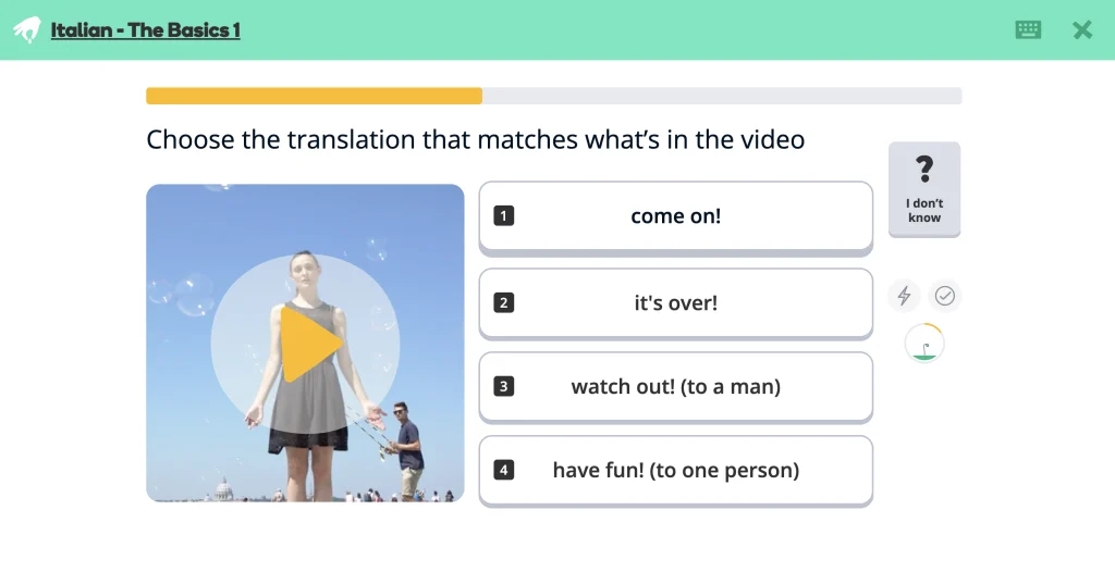 Memrise Italian exercise