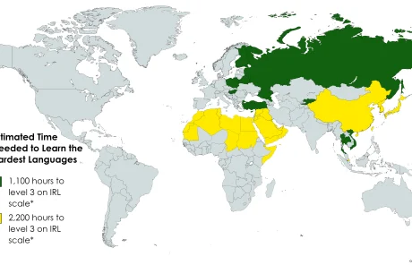 hardest languages map
