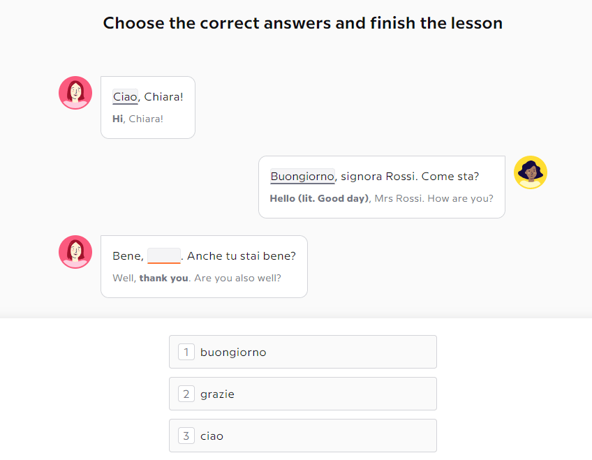 Babbel Italian lesson