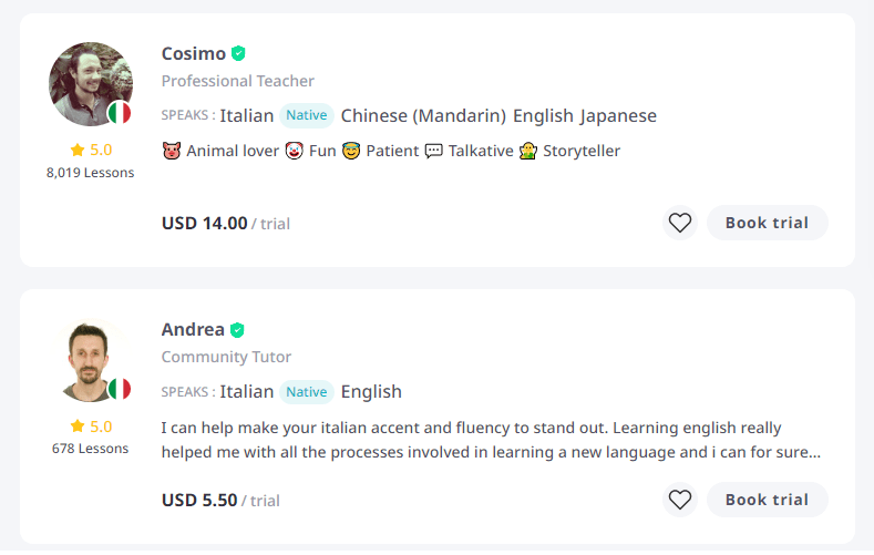 Italian tutors on italki