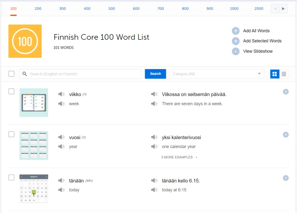 finnishpod101 word list