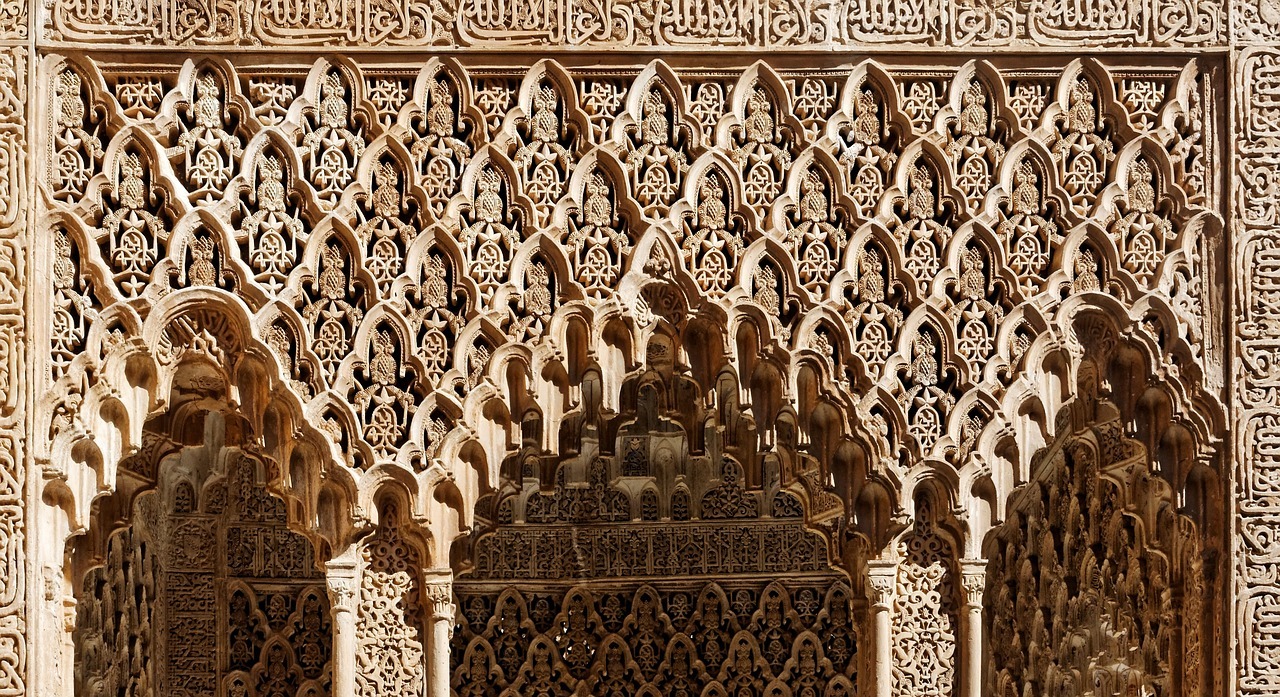 This image shows an Arabic Alhambra in the Spanish city of Granada